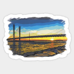 Bridge Sunset at Indian River Watercolor Sticker